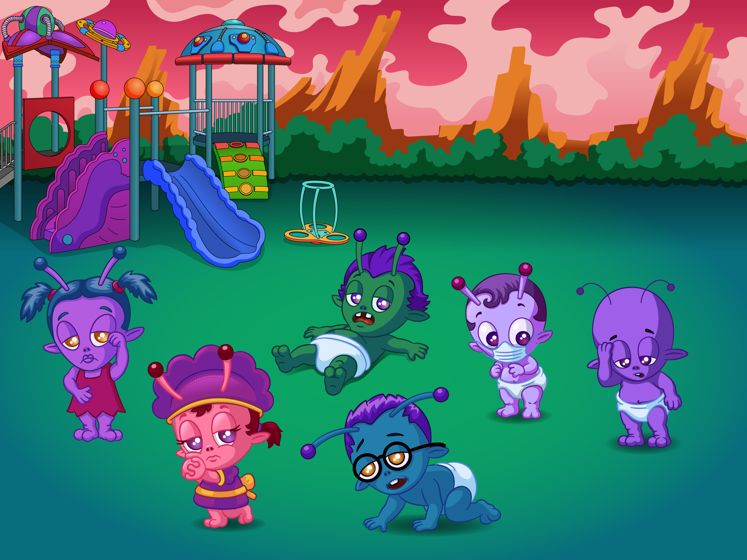 Baby Aliees starting to mask up on the playground